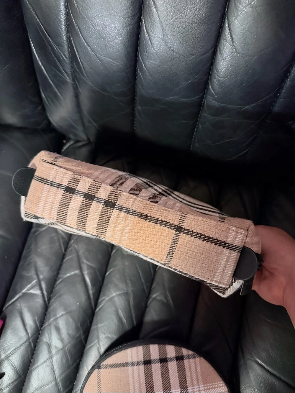 BEIS Beige Plaid Cosmetic Pouch Set